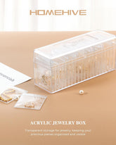 Acrylic Jewelry Box Organizer, Clear Jewelry Organizer and Storage with 20 Portable Anti Tarnish Jewelry bags, Travel Jewelry Case for Earrings/Rings/Necklaces Gifts for Women Girls, Clear